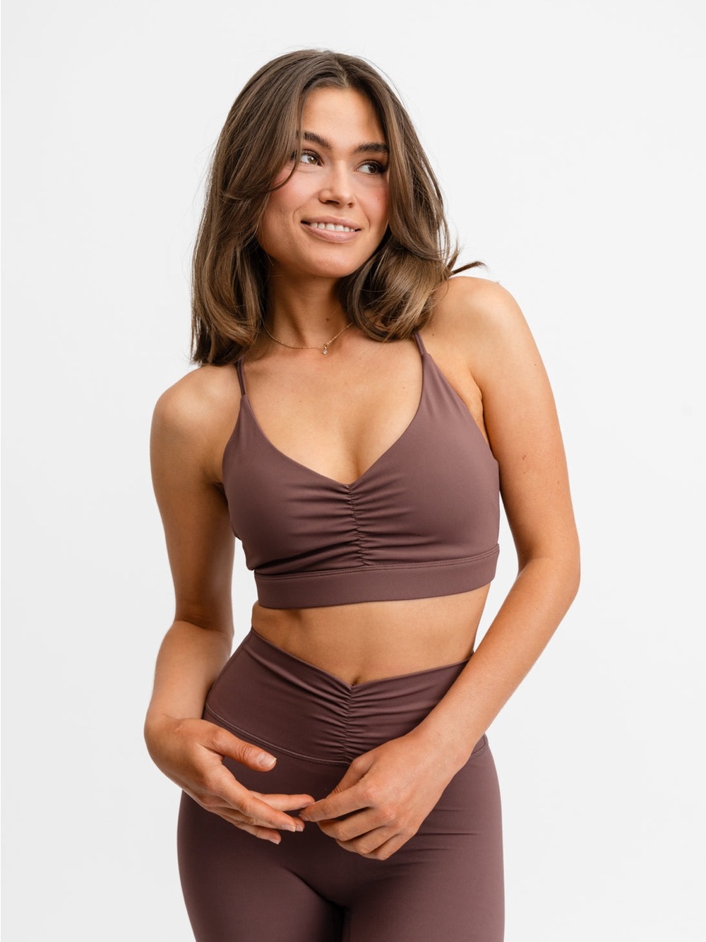 all in motion Ruched V-Neck Cut Out Bralette Sports Bra Top